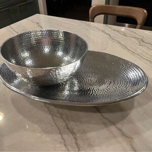 Towle Silversmiths Hammered Bowl and Platter Set